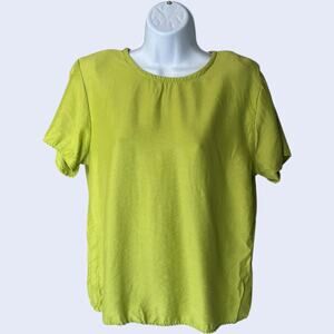 Langtry Classic Blouse Chartreuse Short Sleeve Relaxed 1990s